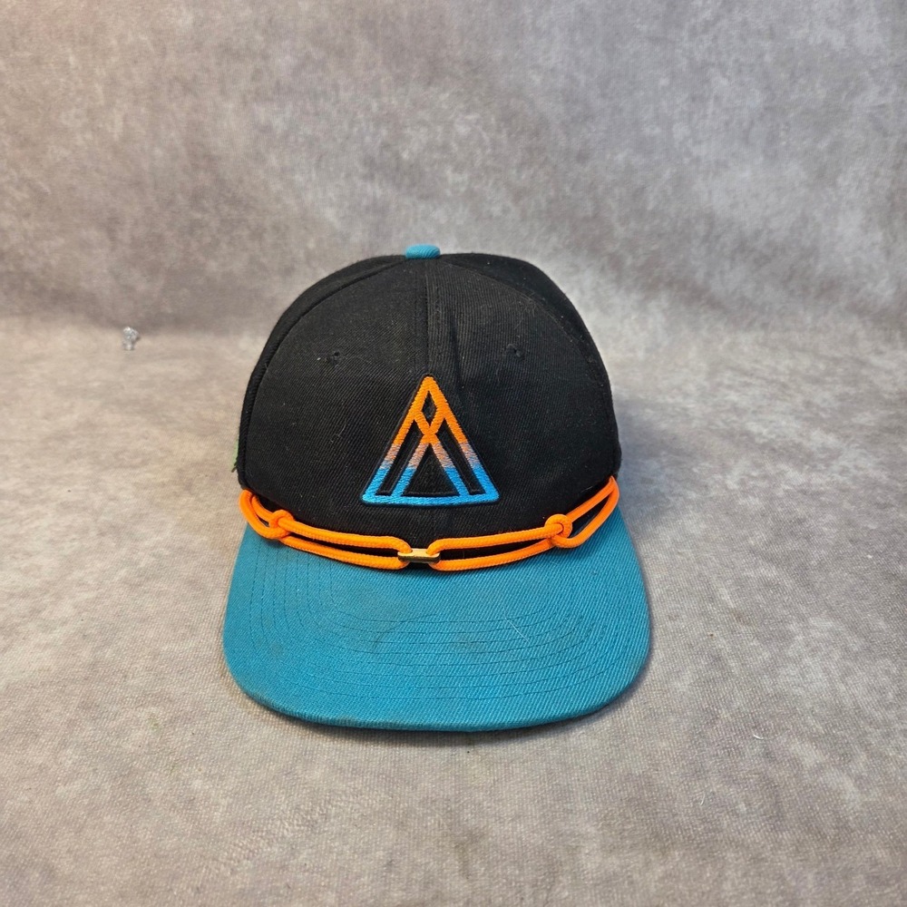 Findlay Hats Portland OR Snapback Hat Black Teal Orange Rope Triangle Logo Hat